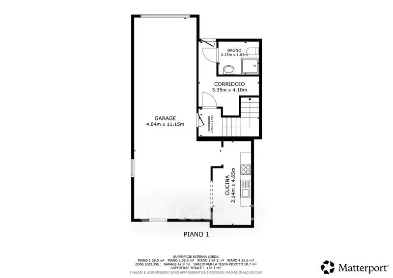 Plaan - Three-sided Villa with Garden in Mortara