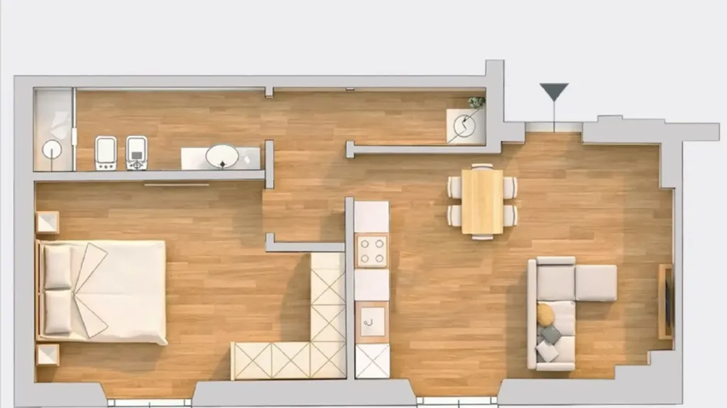 Plan - Modern Bilocale in Florence, Near Piazza Puccini