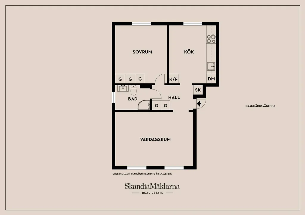 Plan - Renovated Two-Bedroom Flat with West View in Surte