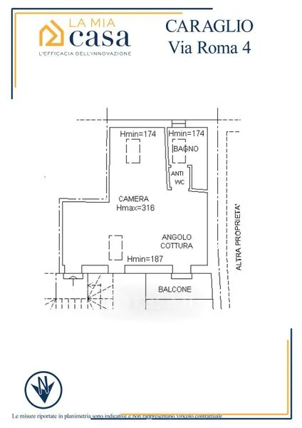 Plan - Fully Furnished Flat with Balcony in Caraglio