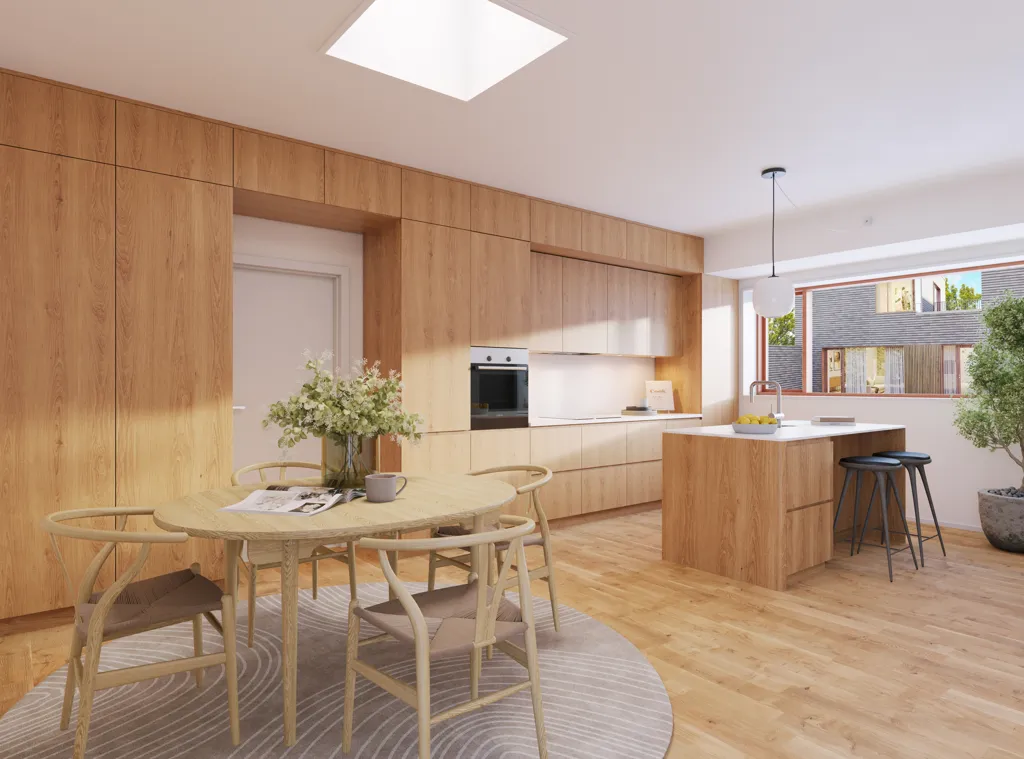 Rowhouse with Mahogany Windows in Rungsted Kyst