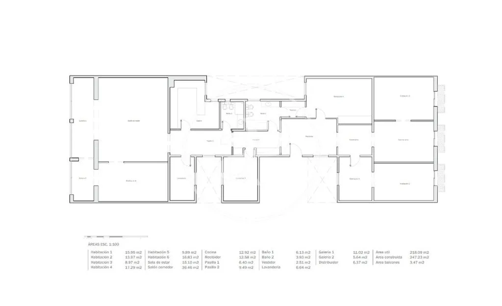 Floor Plan - Classical Apartment in Eixample Dreta, Barcelona