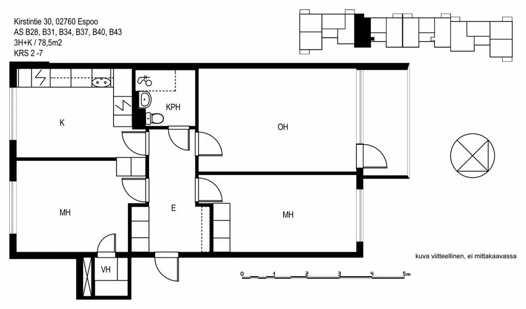 Plan - Seventh Floor Apartment with Balcony in Suvela, Espoo