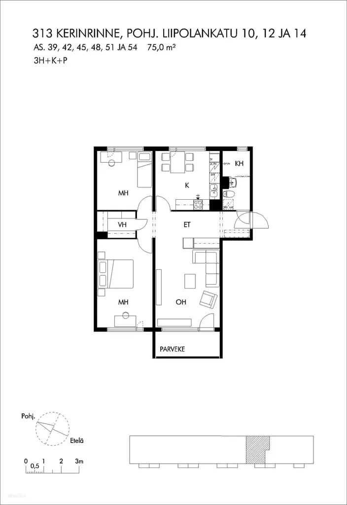 Plaan - 3-Bedroom Apartment with Balcony in Lahti
