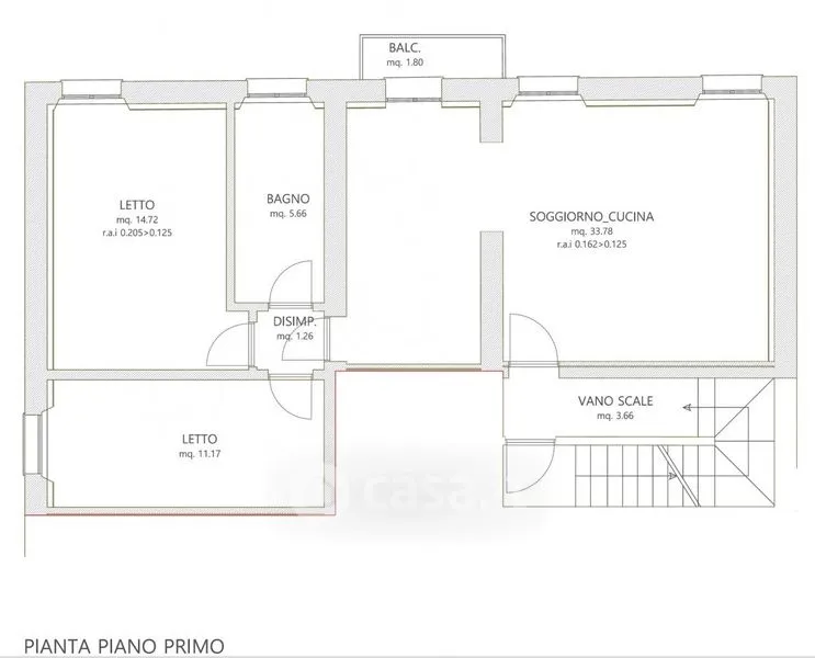 Plan - Modernised Triplex in Suzzara Centre