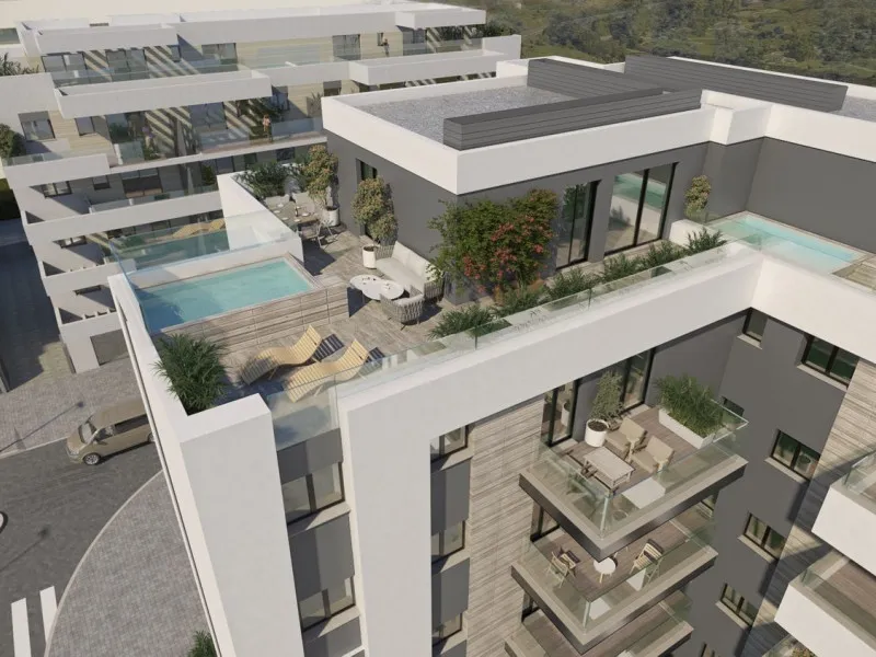 Vue aérienne - Modern Apartments with Private Terraces in Mijas