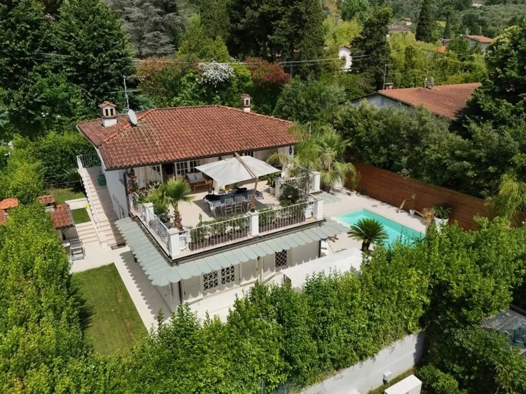 Aerial - Luxury Villa with Pool in Pietrasanta