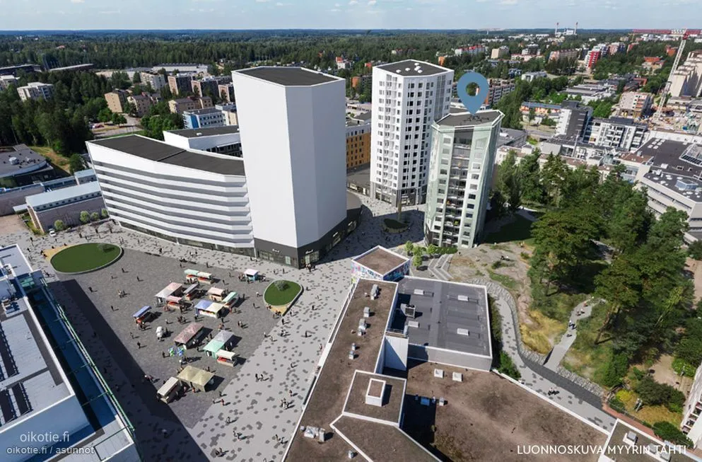 Aerial - Modern Apartment with Balcony in Myyrmäki