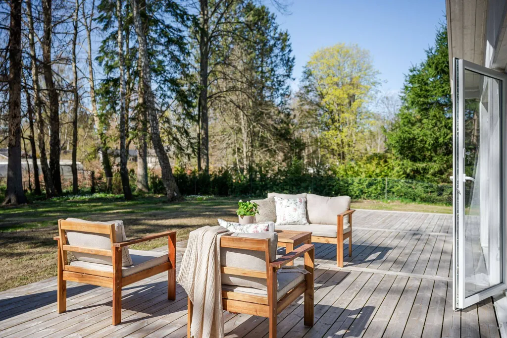 Terrass - New Bungalow with Forest View in Hörby