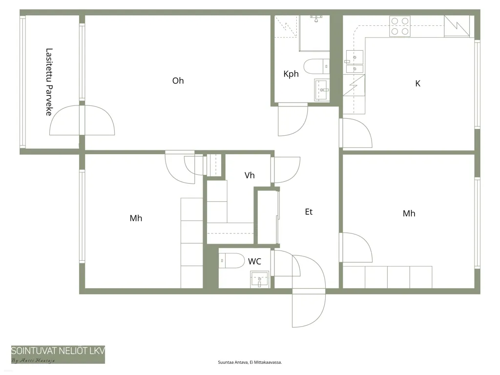 Plaan - Apartment with Balcony in Martinlaakso, Vantaa