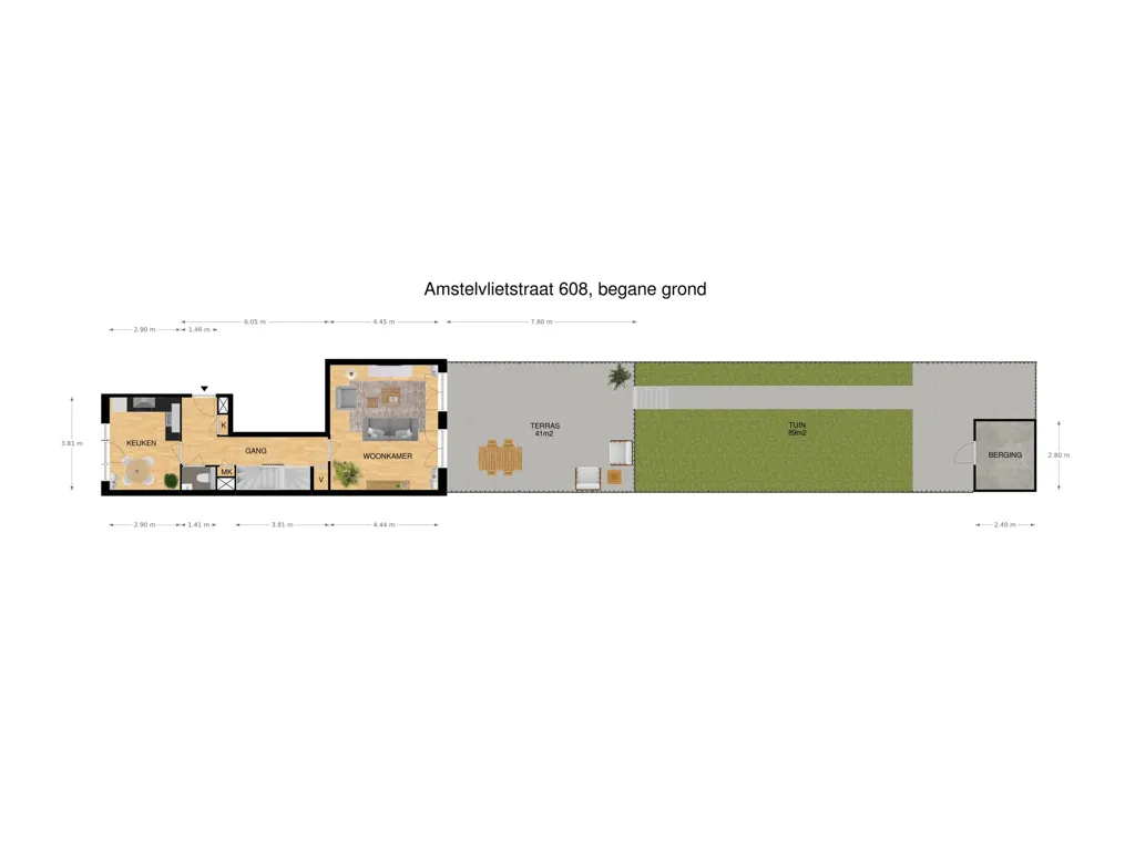 Floor Plan - Galerie Flat with River View in Amsterdam