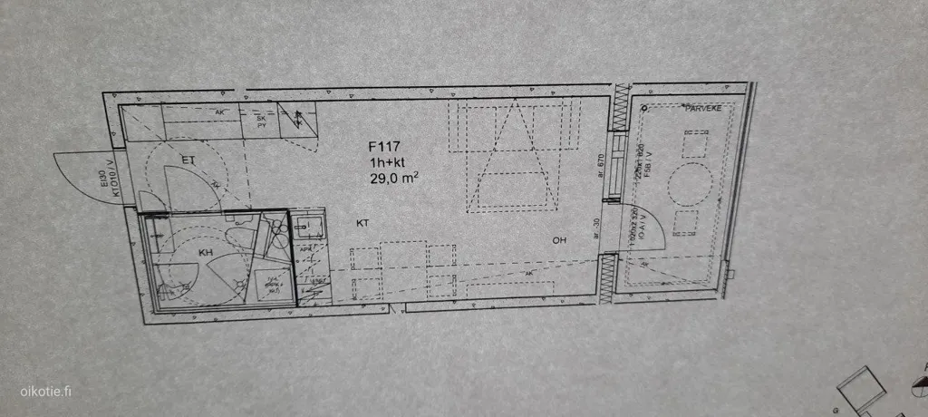 Plan - Modern Studio with Balcony in Kuninkaantammi, Helsinki