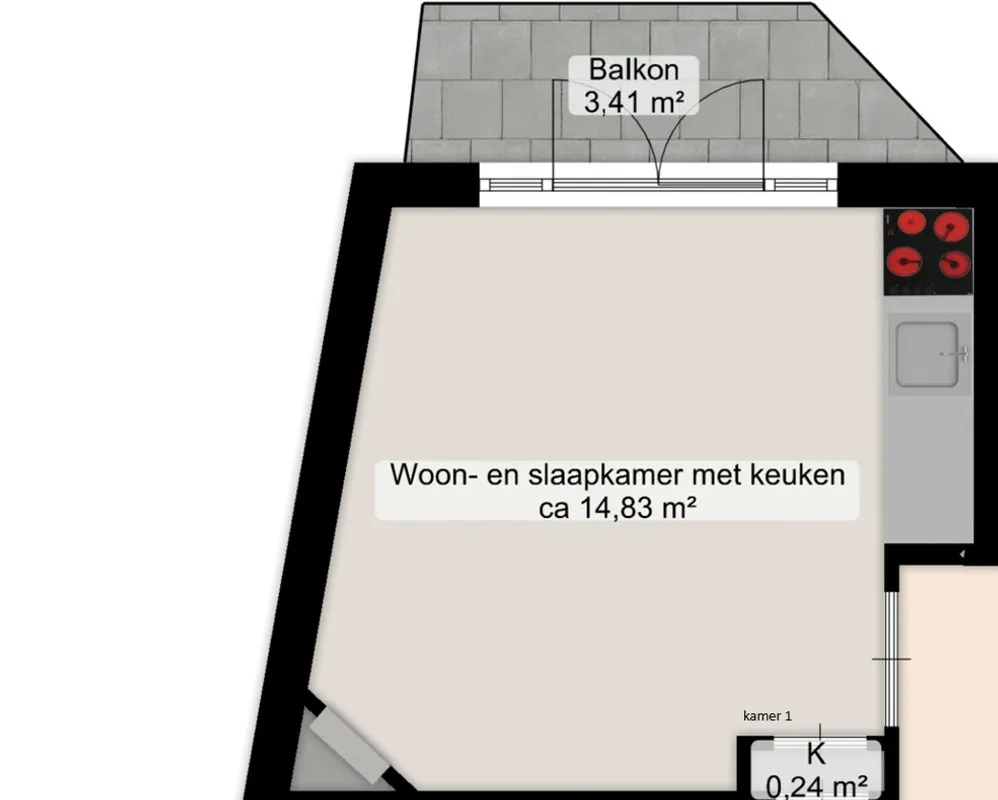 Plaan - Student Room with Balcony in Stadsparkwijk, Groningen
