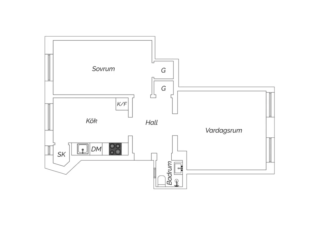 Plaan - Two-Bedroom Flat with Garden View in Rörsjöstad