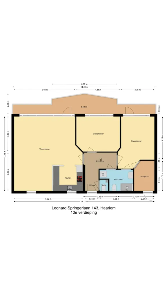 Plan - Flat with City View in Haarlem