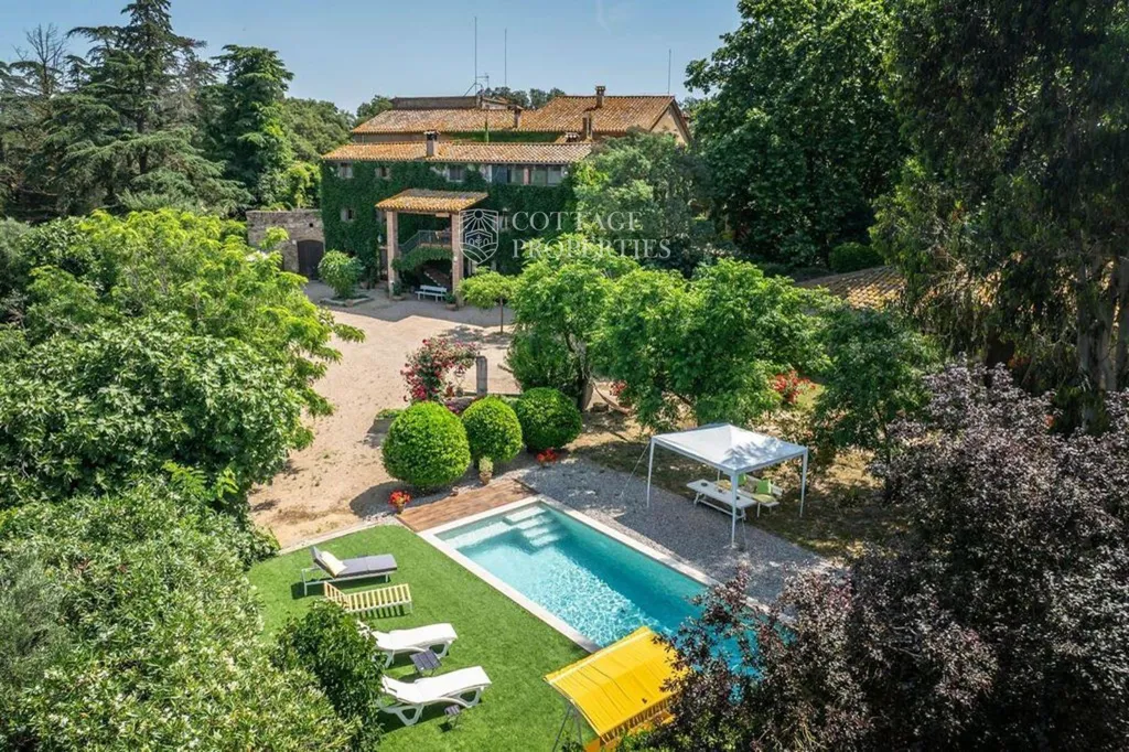 Vue aérienne - Modernist Farmhouse with Pool in Llagostera