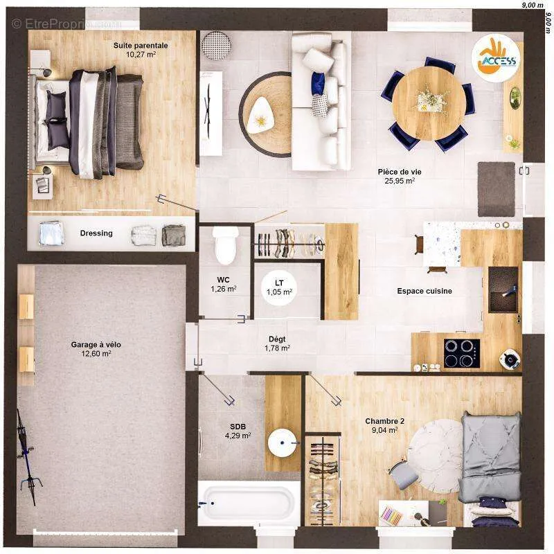 Plan - Maison neuve à construire avec 2 chambres à proximité