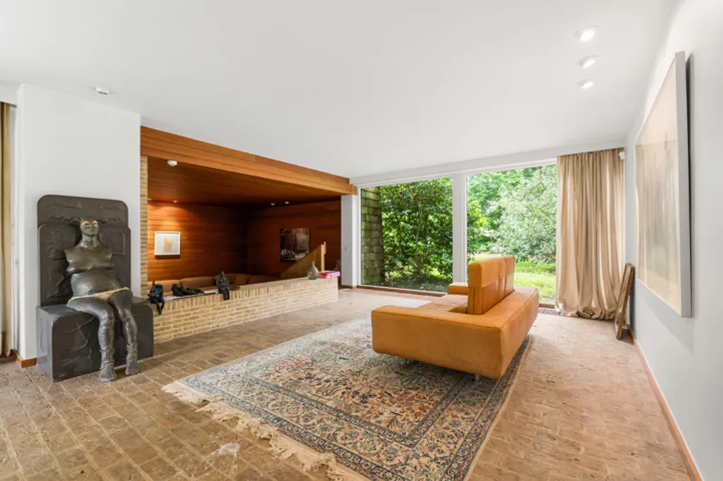 Séjour - Villa Architecturale avec Vue sur le Paysage à Meulebeke