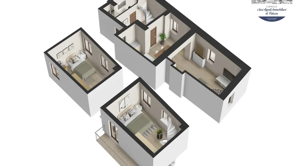 Plan - Occupied Trilocale with Balcony in Brescia