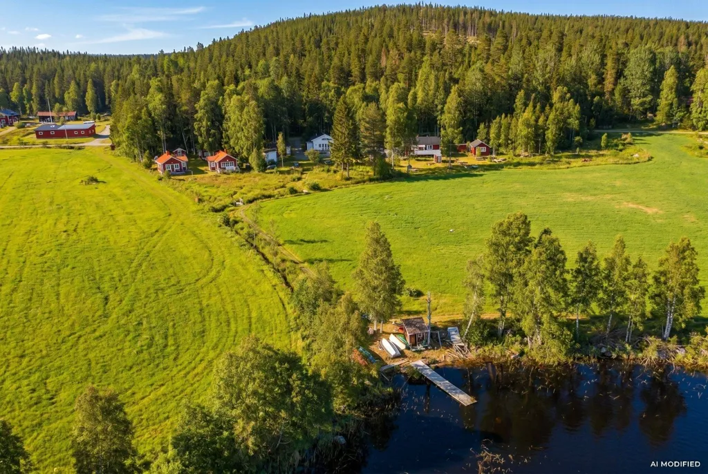 Aerial - Year-Round Cottage with Boat Access in Binnäset