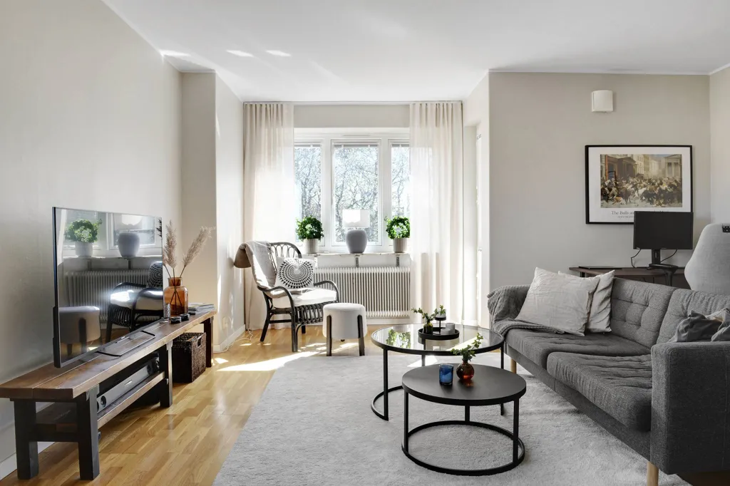 Living Room - Two-Bedroom Flat with Balcony in Falköping