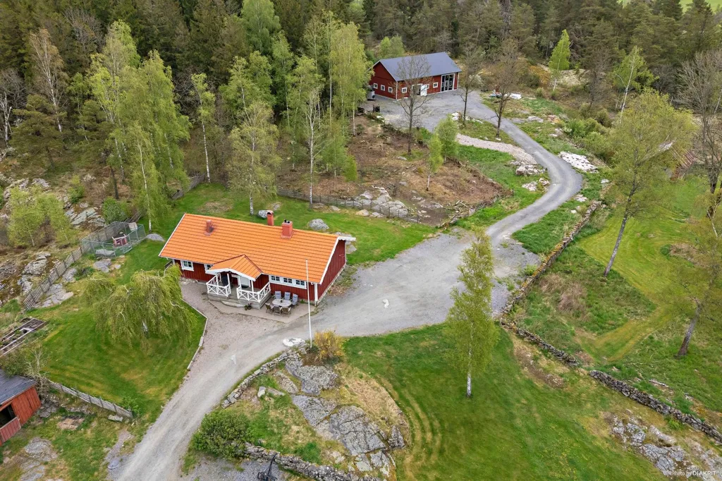 Vue aérienne - Farm with Stable in Fotskäl, Sweden
