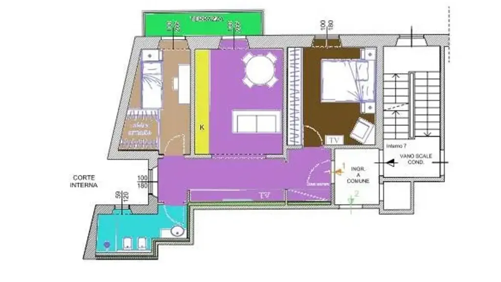 Plaan - Rustic Trilocale with Terrace in Florence
