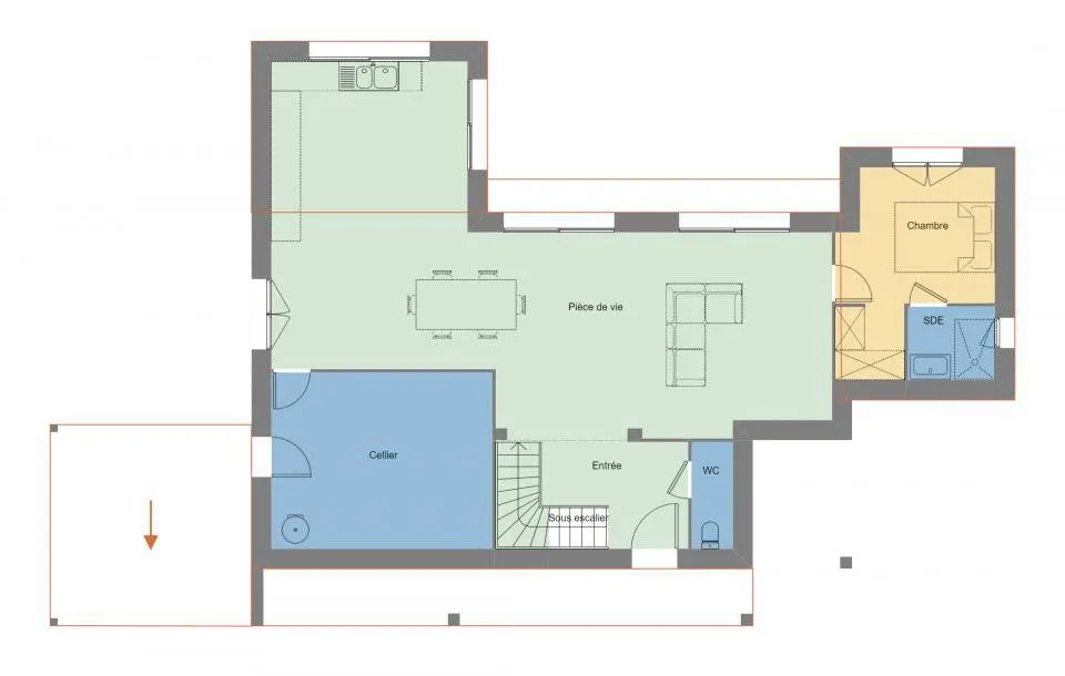 Plan - Maison à construire avec jardin à Berric