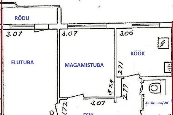 Plan - Partially Renovated Flat with Balcony in Lasnamäe