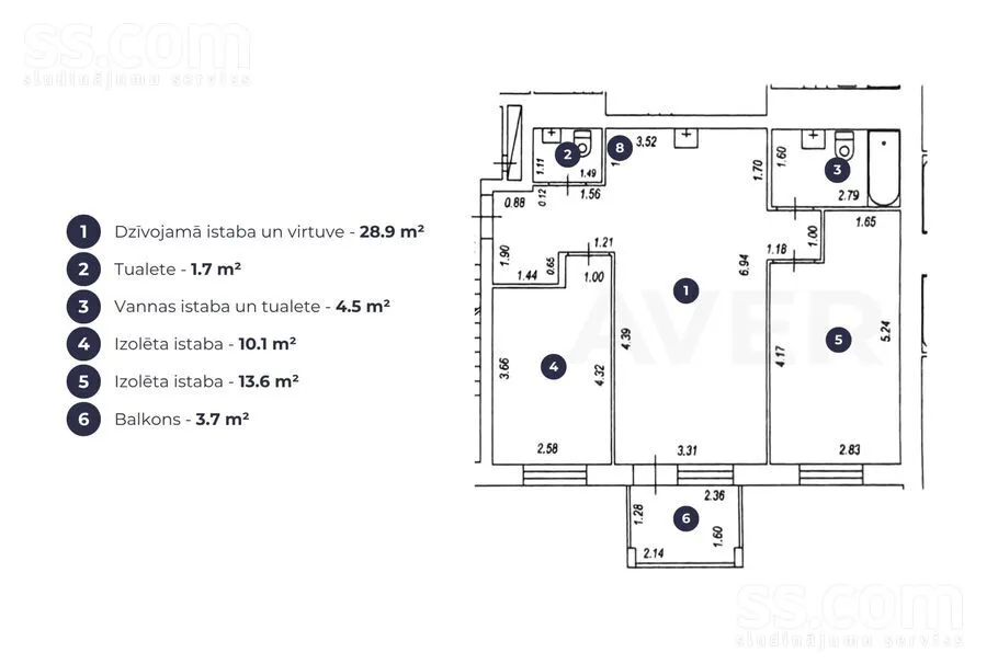 3-toaline korter asukohas Rīgas rajons
