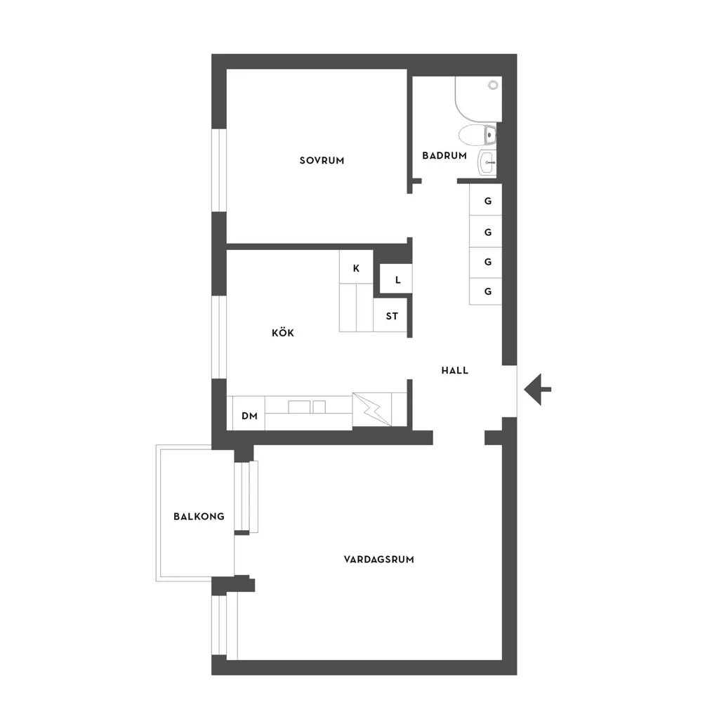 Plan - Apartment with South-Facing Balcony in Borås