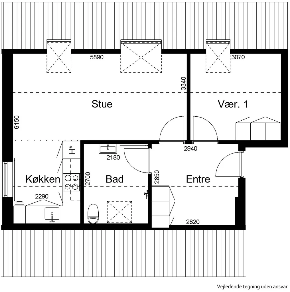 Plan - Two-Bedroom Flat with Pets Allowed in Aalestrup