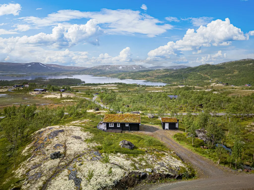 Vue aérienne - Traditional Timber Cabin with Mountain Views in Ålen