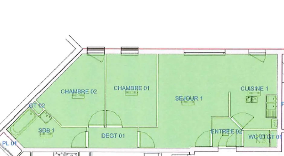 Plan - Appartement T3 avec Ascenseur à la Résidence Pelissier