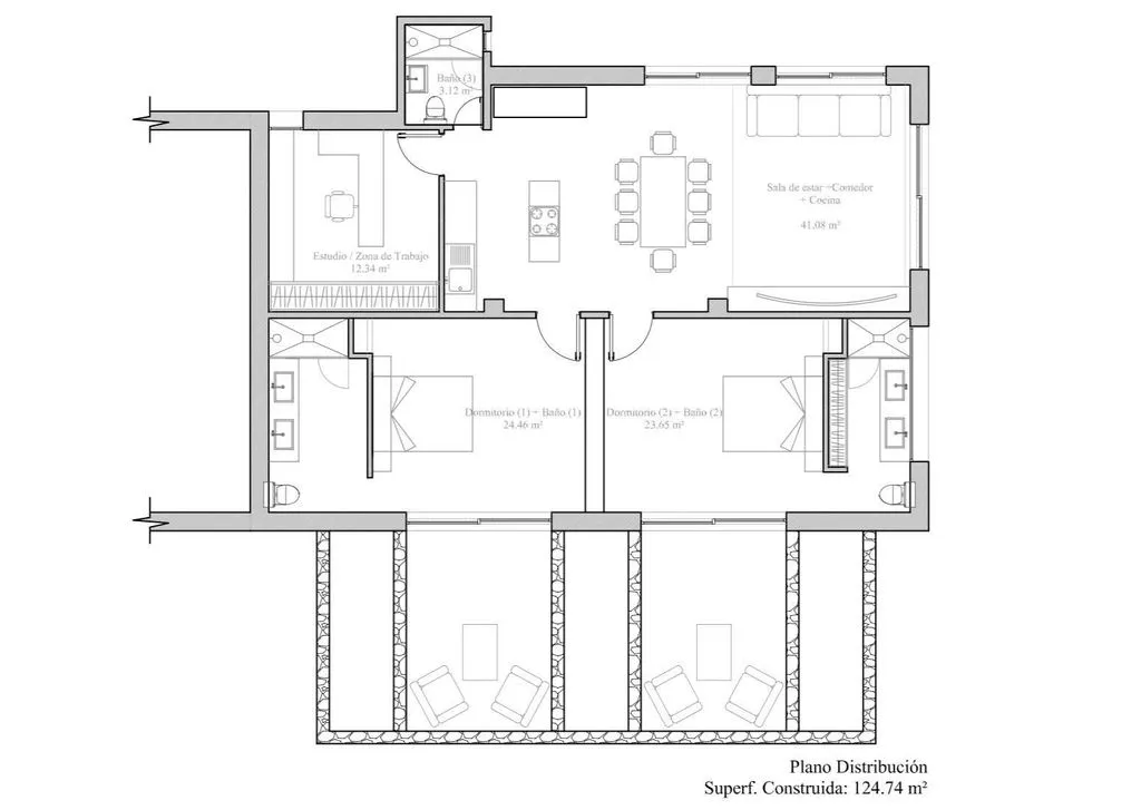 Plan - Luxury Flat with Pool in San José, Balearic Islands