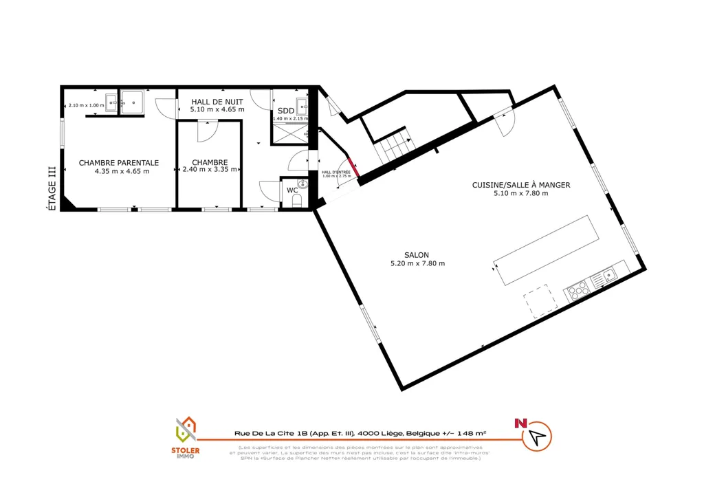 Plaan - Spacious Centre-Location Apartment in Liège