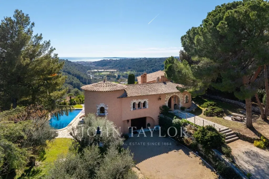 Vue aérienne - Villa avec Vue Mer et Piscine à La Gaude