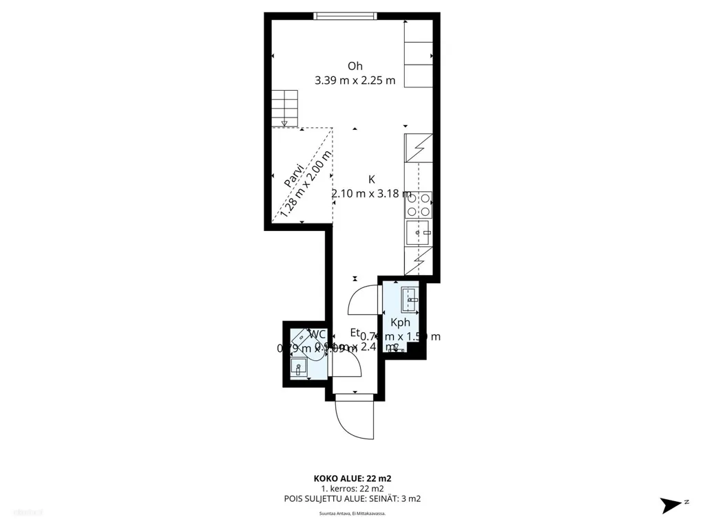 Plan - Studio Apartment with Loft in Alppila