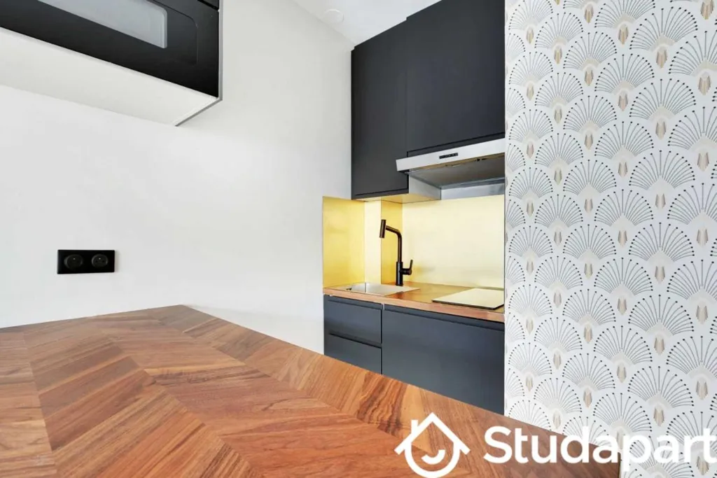 Cuisine - Studio Meublé avec Terrasse dans Immeuble Sécurisé