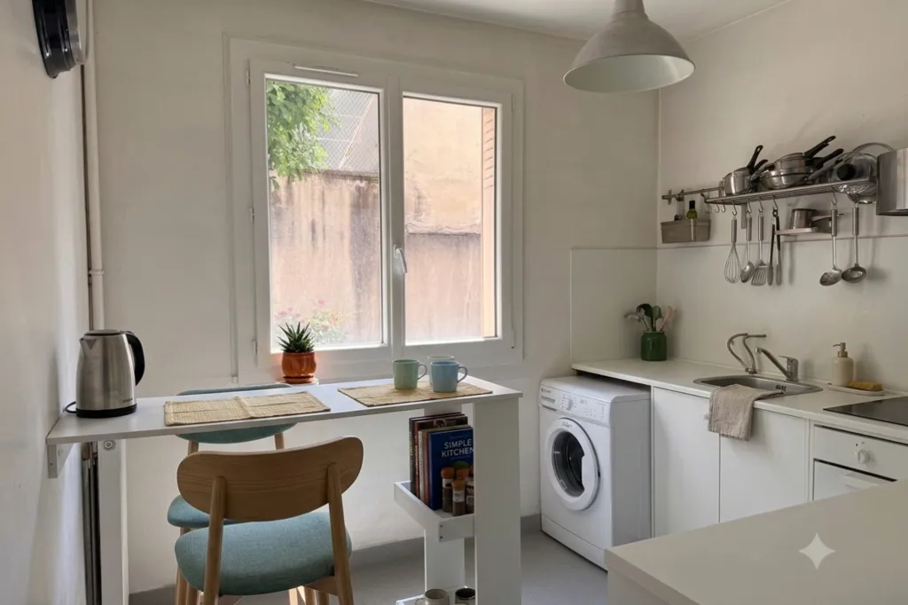 Cuisine - Studio avec Cour Arborée au Centre de Grenoble