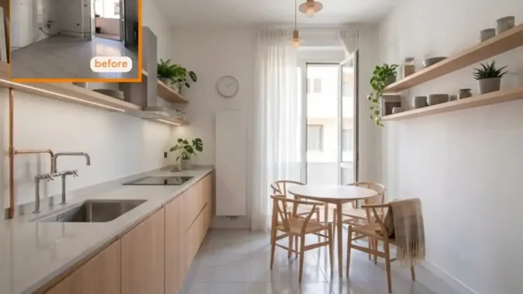 Köök - Bright Trilocale with Balcony in Cosenza