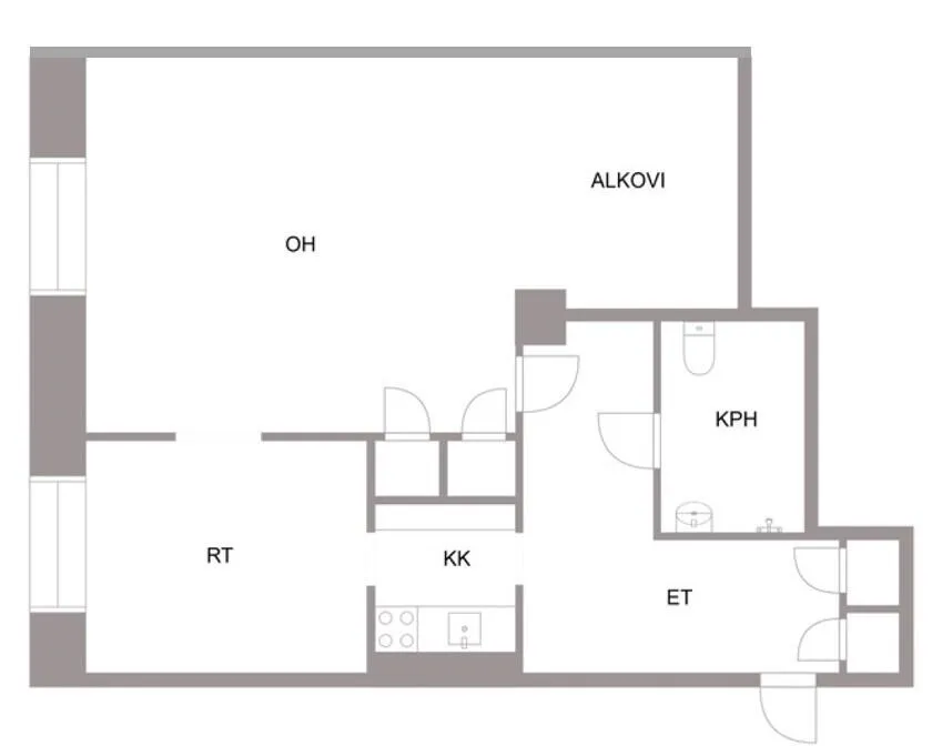 Planimetria - Bright Studio Flat with Sauna in Kotkansaari, Kotka