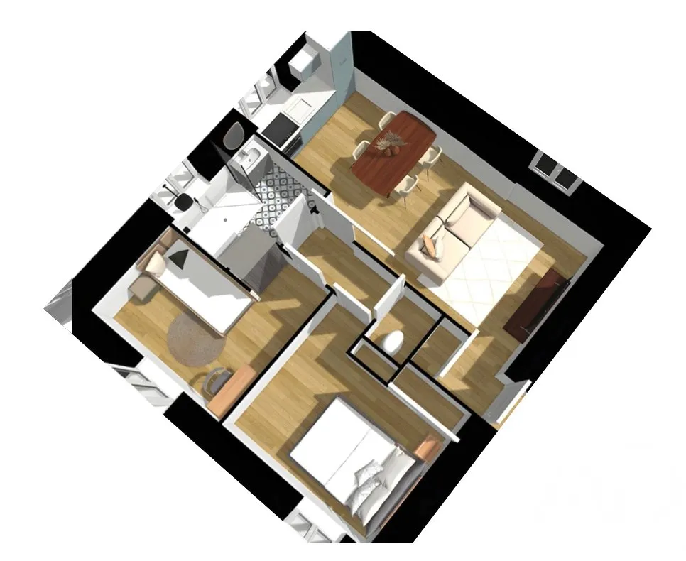 Plan - Appartement T3 Rénové à Vaulx-Milieu