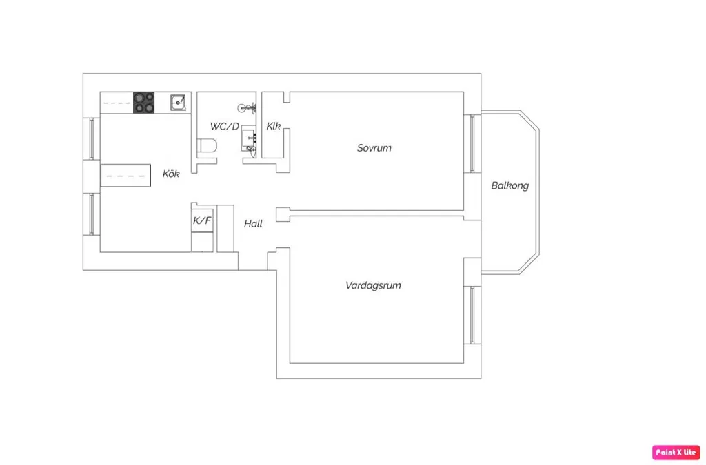 Plan - Renovated 2-Bedroom with Balcony in Helsingborg