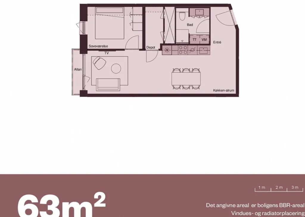 Plan - 2-Bedroom Flat with Elevator in Ørestad