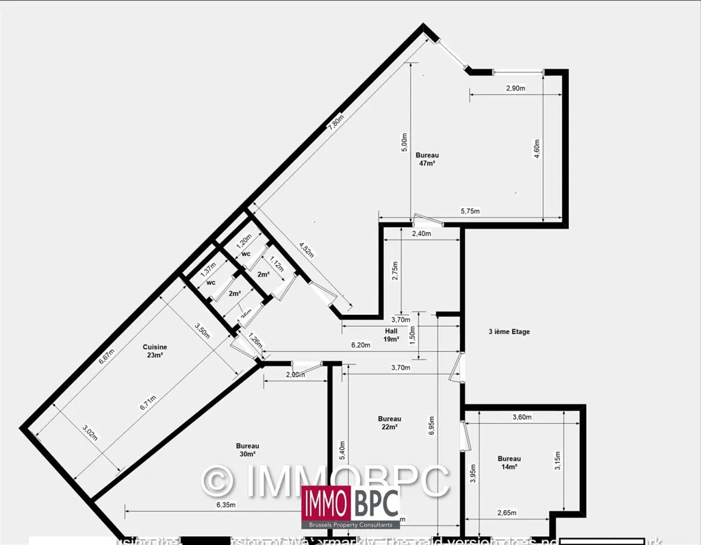 Plan - Espace de Bureau avec Luminosité Naturelle à Molenbeek-Saint-Jean