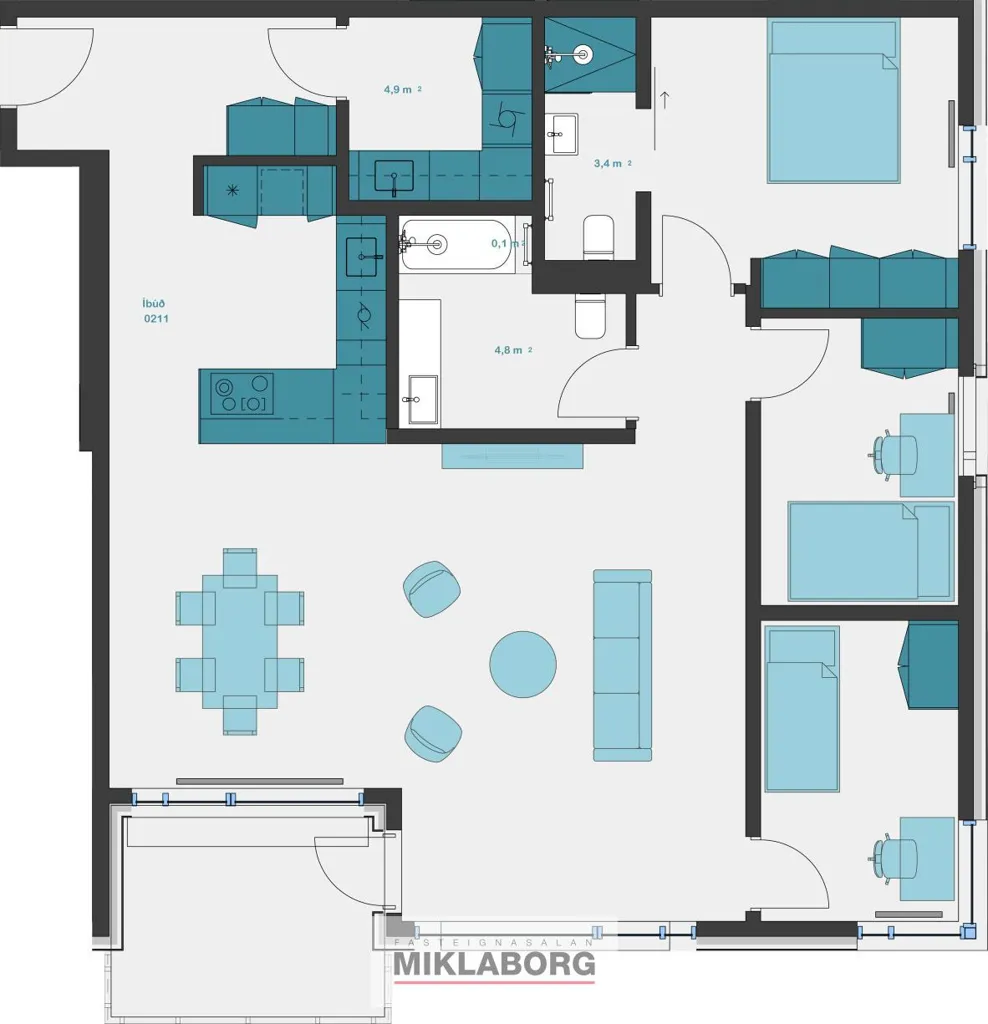 Plaan - New Flat with Balcony in Hafnarbraut