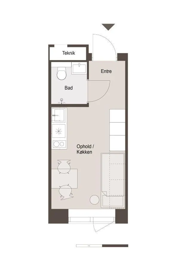 Planimetria - Modern Studio Flat with Terrace in Ørestaden
