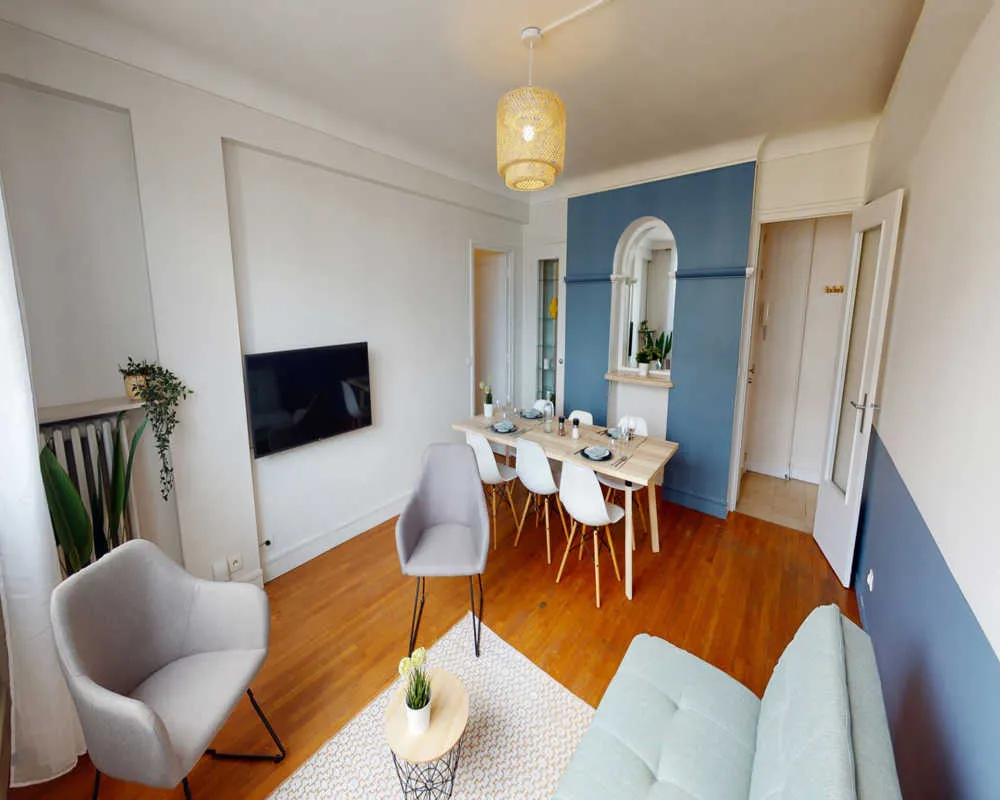 Séjour - Chambre Meublée avec Vue Calme à Auteuil