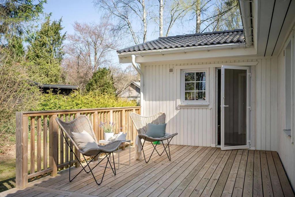 Terrass - New Bungalow with Forest View in Hörby